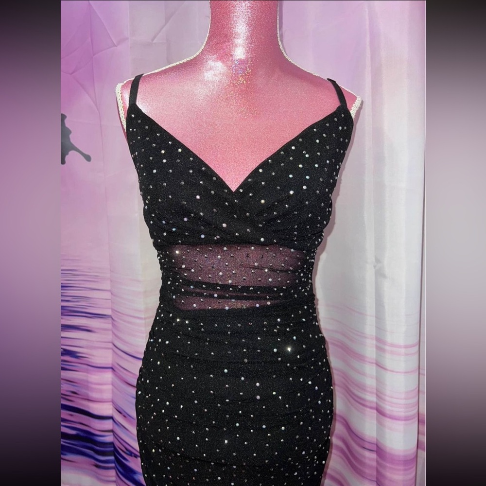 rhinestone mesh dress